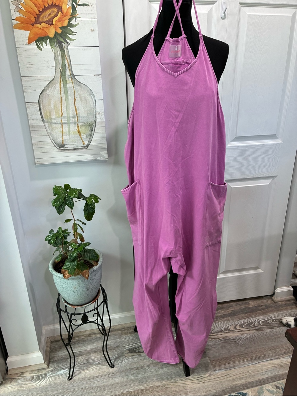 FP Movement by Free People Pink/Purple Halter Jumpsuit Romper